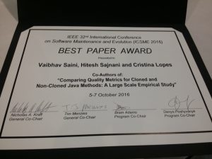 Lopes-BestPaperAwardICSME2016